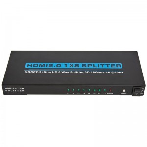 V2.0 HDMI 1x8 Splitter Support 3D Ultra HD 4Kx2K@60Hz HDCP2.2