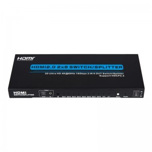 V2.0 HDMI 2x8 Switch/Splitter Support 3D Ultra HD 4Kx2K@60Hz HDCP2.2