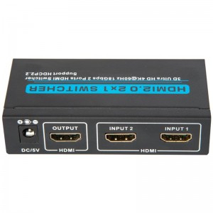 V2.0 HDMI 2x1 Switcher Support 3D Ultra HD 4Kx2K@60Hz HDCP2.2