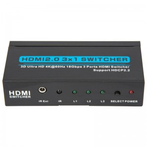 V2.0 HDMI 3x1 Switcher Support 3D Ultra HD 4Kx2K@60Hz HDCP2.2