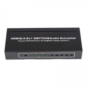 V2.0 HDMI 2x1 Switcher&Audio Extractor Support ARC Ultra HD 4Kx2K@60Hz HDCP2.2 18Gbps