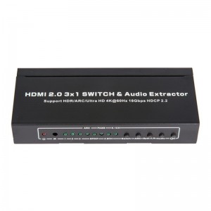 V2.0 HDMI 3x1 Switcher&Audio Extractor Support ARC Ultra HD 4Kx2K@60Hz HDCP2.2 18Gbps