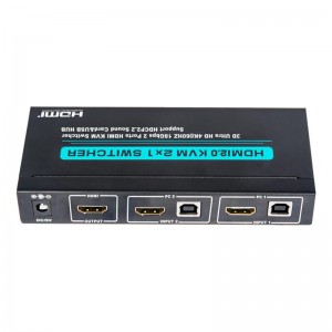 V2.0 HDMI KVM 2x1 Switch Support Ultra HD 4Kx2K@60Hz HDCP2.2 18Gbps Sound Card&USB Hub