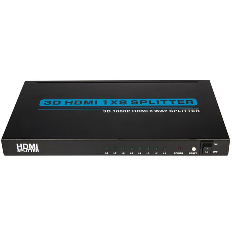 8 Ports HDMI 1x8 Splitter Support 3D Full HD 1080P