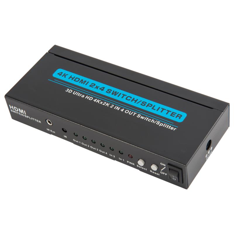 4K/30Hz HDMI 2x4 Switcher/Splitter Support 3D Ultra HD 4Kx2K/30Hz