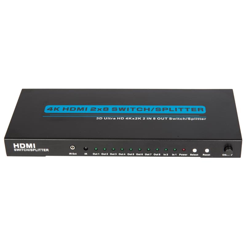 4K/30Hz HDMI 2x8 Switcher/Splitter Support 3D Ultra HD 4Kx2K/30Hz