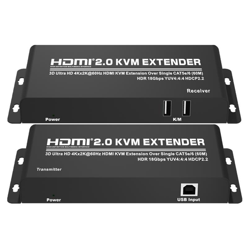 HDMI 2.0 KVM Extender 60m over Single CAT5e/6 Support Ultra HD 4Kx2K@60Hz HDCP2.2