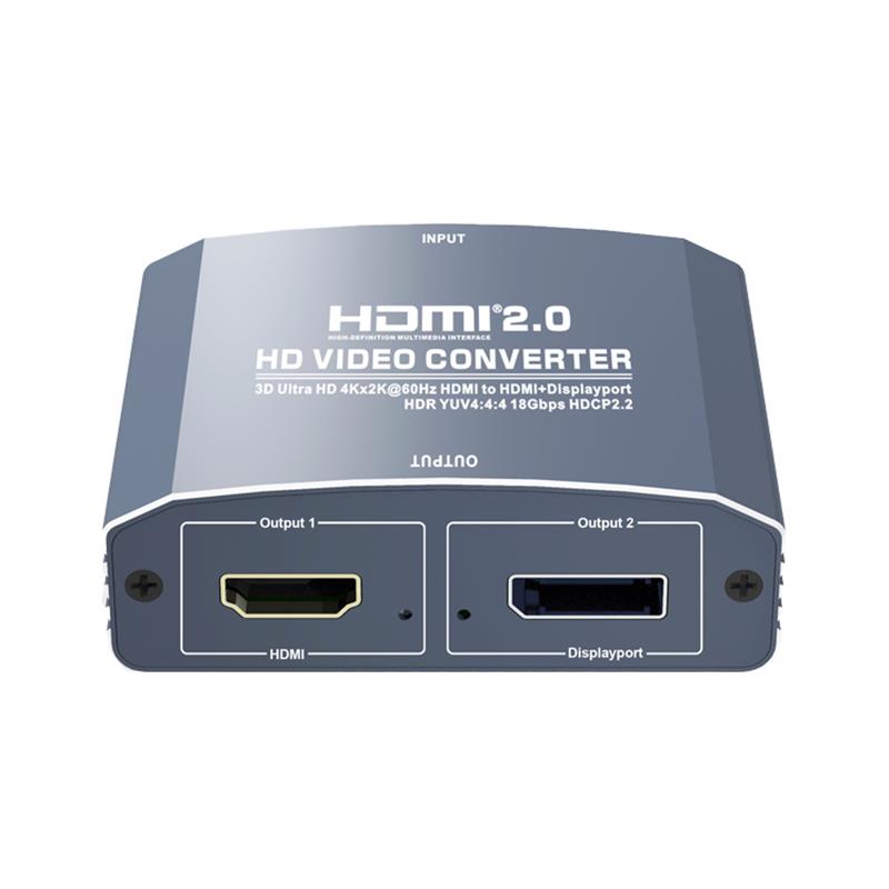 3D Ultra HD 4Kx2K@60Hz HDMI to HDMI+DP Converter Support HDMI2.0 18Gbps HDR YUV4:4:4 HDCP2.2