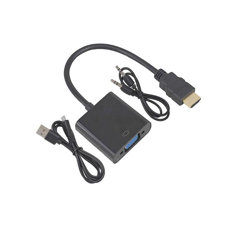 1080P HDMI to VGA 15cm Cable with 3.5mm audio,Micro USB for Charging